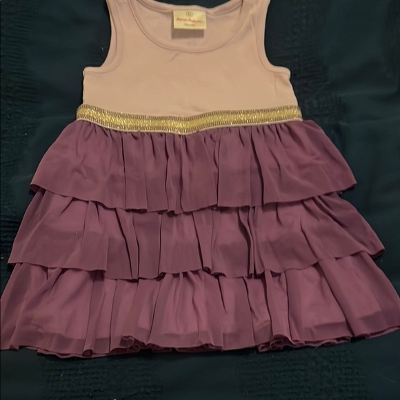 Purple and Cream Kids Dress - Picture 5 of 6
